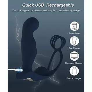 Vibrating Prostate Massager with Dual Motors Penis Ring, Anal Plug Vibrator with Cock Ring, Adult Sensory Stimulor Toys, 11 Mode Vibrating Prostate Massager with Dual Motors Penis Ring, Anal Plug Vibrator with Cock Ring, Adult Sensory Stimulor Toys, 11 Mode