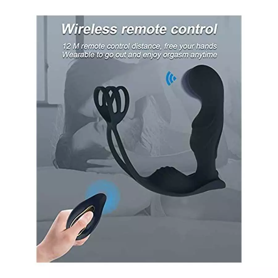 Vibrating Prostate Massager with Dual Motors Penis Ring, Anal Plug Vibrator with Cock Ring, Adult Sensory Stimulor Toys, 11 Mode