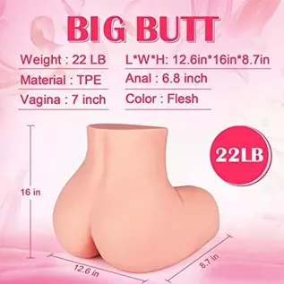 Lifelike Male Masturbator Sex Doll Pocket Pussy Ass Realistic Big Butt with Vaginal Anal Sex Stroker, Female Body Torso Hip Adul