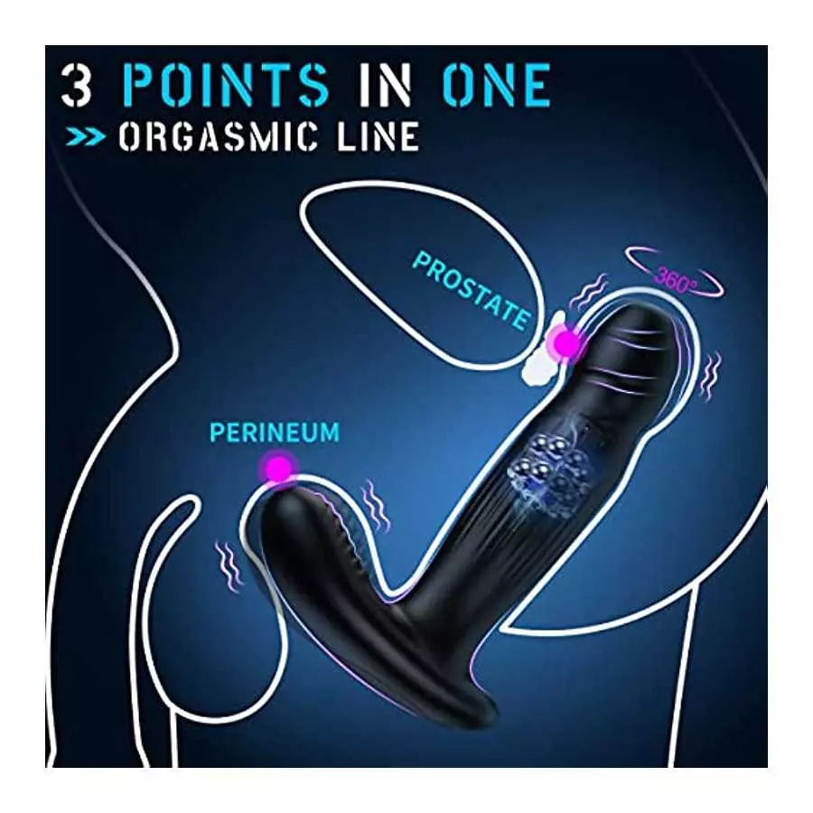 Rotating Anal Plug Vibrator, 3 in 1 Prostate Stimulor Massager Toys ,Butt Plug with 7 Vibrating &Rotating Modes, Remote Control 