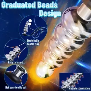 Anal Vibrator Vibrating Butt Plug with Dual Penis Rings, Metal Anal Plug Prostate Massager with 10 Vibrations Rechargeable Anal 