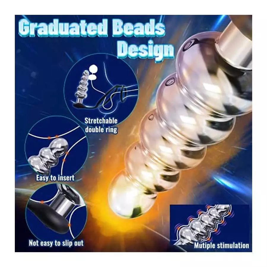Anal Vibrator Vibrating Butt Plug with Dual Penis Rings, Metal Anal Plug Prostate Massager with 10 Vibrations Rechargeable Anal 