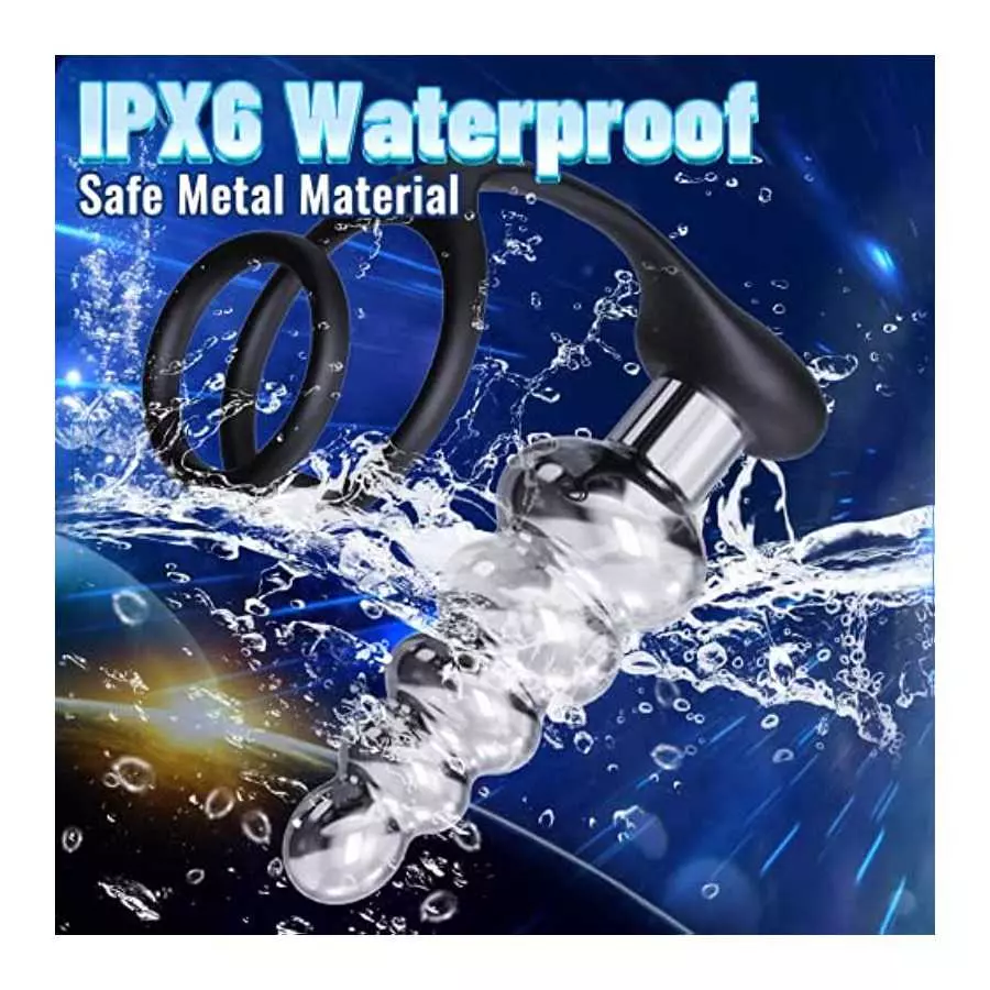 Anal Vibrator Vibrating Butt Plug with Dual Penis Rings, Metal Anal Plug Prostate Massager with 10 Vibrations Rechargeable Anal 