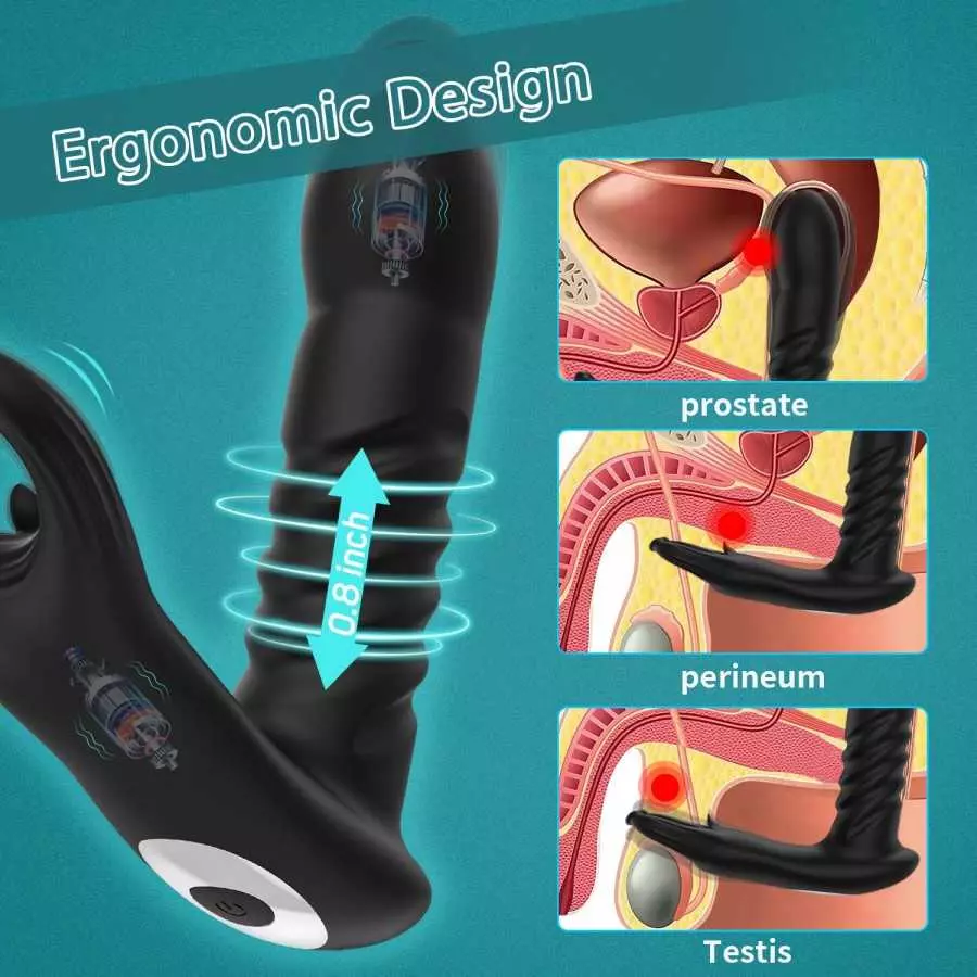 Thrusting Anal Vibrator - Vibrating Prostate Massager with 7 Thrusting & Vibration, Male Anal Butt Plug Toys with Remote Control