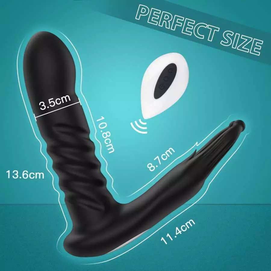 Thrusting Anal Vibrator - Vibrating Prostate Massager with 7 Thrusting & Vibration, Male Anal Butt Plug Toys with Remote Control