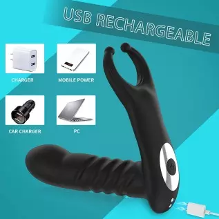 Thrusting Anal Vibrator - Vibrating Prostate Massager with 7 Thrusting & Vibration, Male Anal Butt Plug Toys with Remote Control Thrusting Anal Vibrator - Vibrating Prostate Massager with 7 Thrusting & Vibration, Male Anal Butt Plug Toys with Remote Control