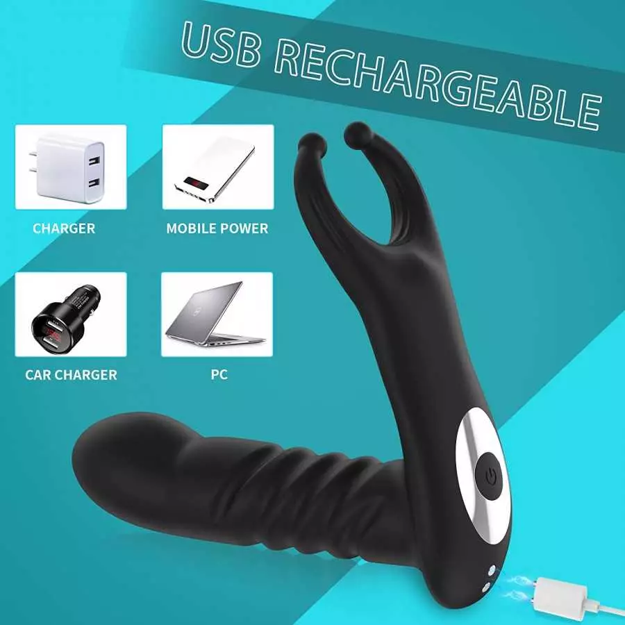 Thrusting Anal Vibrator - Vibrating Prostate Massager with 7 Thrusting & Vibration, Male Anal Butt Plug Toys with Remote Control