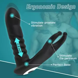 Thrusting Anal Vibrator - Vibrating Prostate Massager with 7 Thrusting & Vibration, Male Anal Butt Plug Toys with Remote Control Thrusting Anal Vibrator - Vibrating Prostate Massager with 7 Thrusting & Vibration, Male Anal Butt Plug Toys with Remote Control