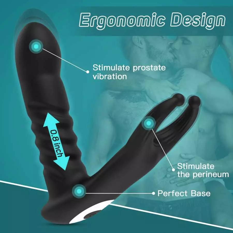 Thrusting Anal Vibrator - Vibrating Prostate Massager with 7 Thrusting & Vibration, Male Anal Butt Plug Toys with Remote Control