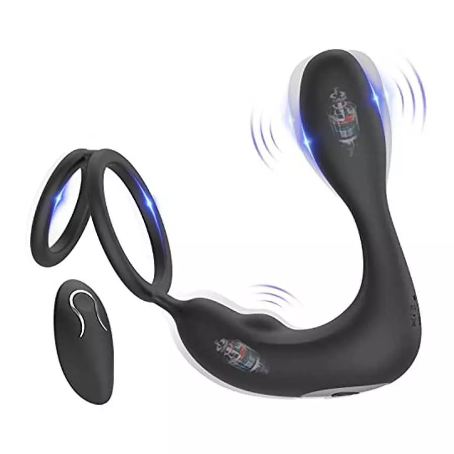 XingNuo Prostate Massager Anal Vibrator,Anal Sex Toys with Cock Ring,Vibrating Anal Plugs for Men,12Vibrating Modes,Double Ring XingNuo Prostate Massager Anal Vibrator,Anal Sex Toys with Cock Ring,Vibrating Anal Plugs for Men,12Vibrating Modes,Double Ring