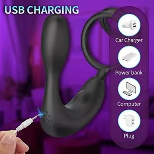 XingNuo Prostate Massager Anal Vibrator,Anal Sex Toys with Cock Ring,Vibrating Anal Plugs for Men,12Vibrating Modes,Double Ring XingNuo Prostate Massager Anal Vibrator,Anal Sex Toys with Cock Ring,Vibrating Anal Plugs for Men,12Vibrating Modes,Double Ring
