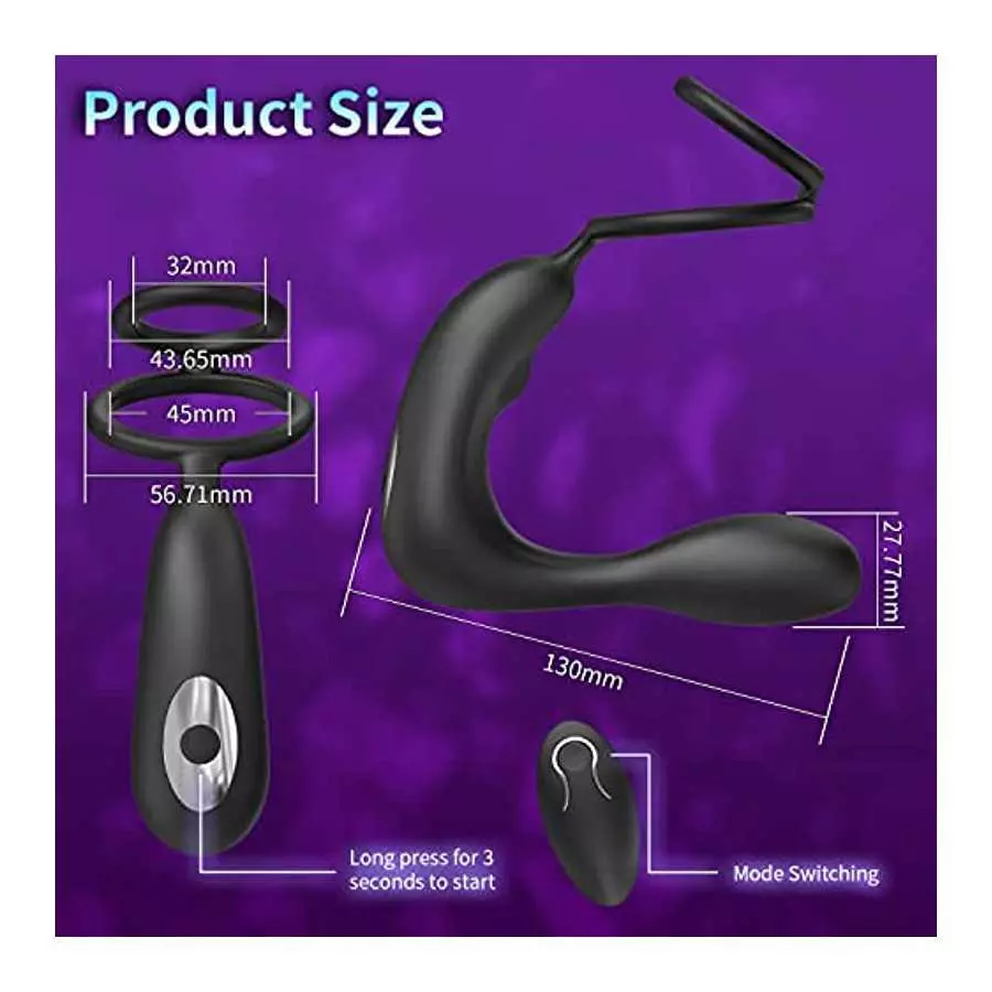 XingNuo Prostate Massager Anal Vibrator,Anal Sex Toys with Cock Ring,Vibrating Anal Plugs for Men,12Vibrating Modes,Double Ring 