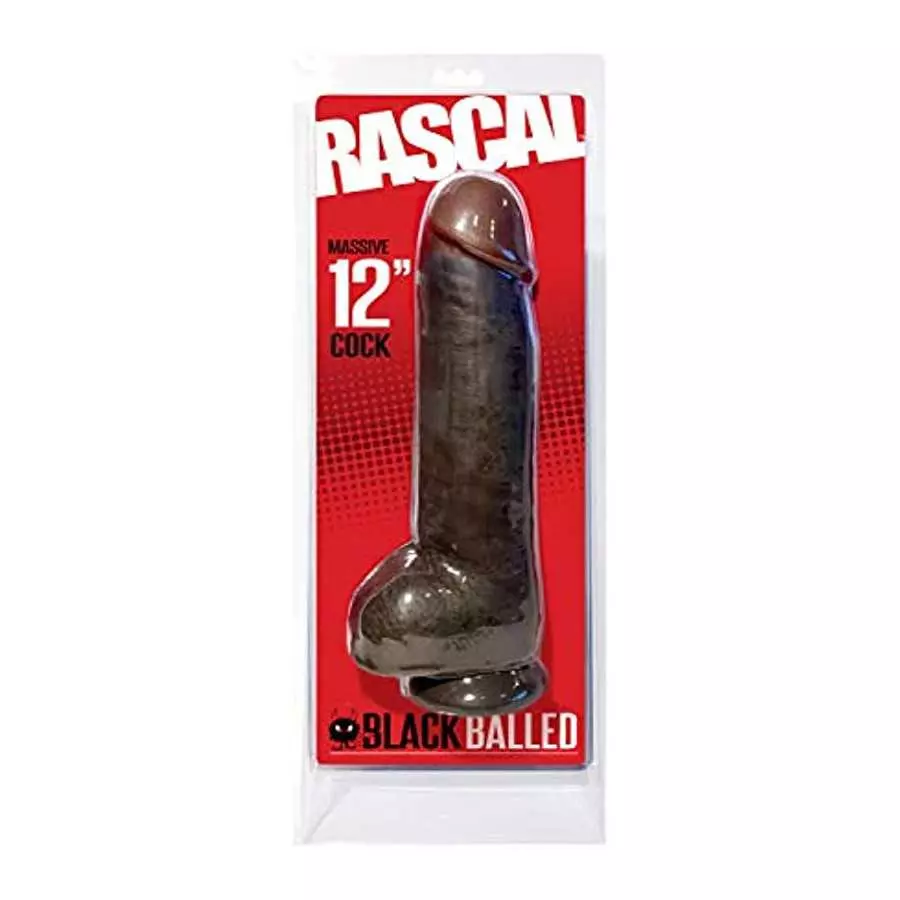 Rascal Toys Black Balled Dildo, 12 Inch