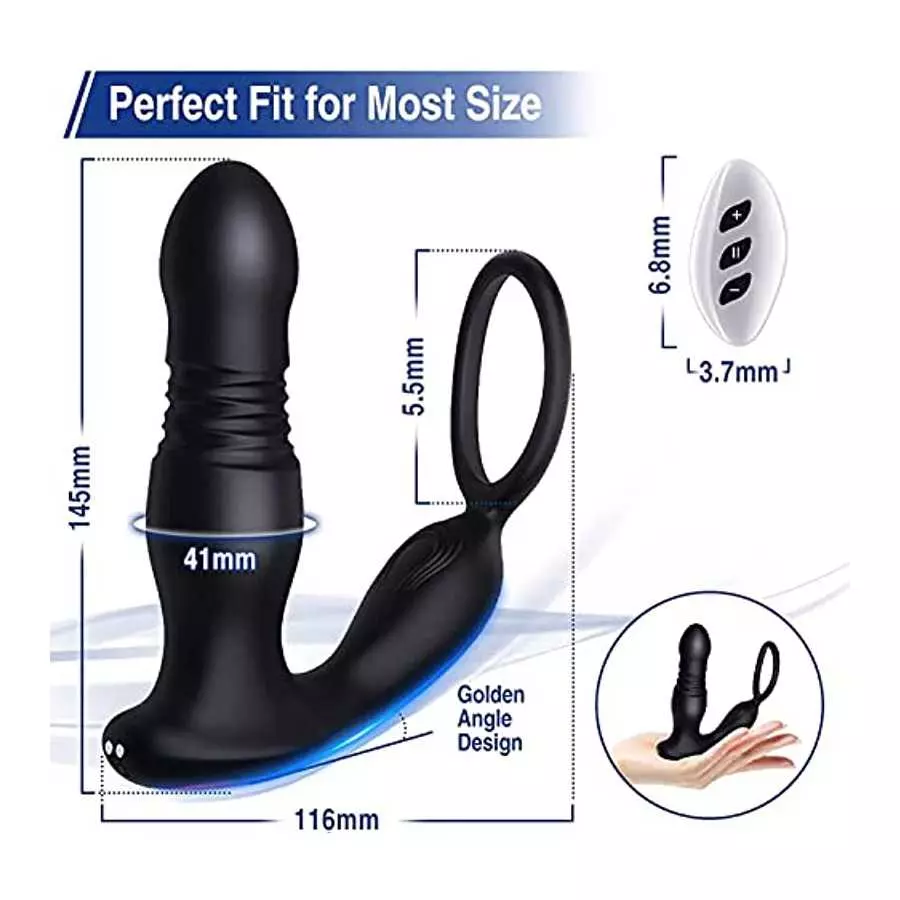 Prostate Massager Anal Vibrator Butt Plug Thrusting Dildo Cock Ring Sex Toys Men