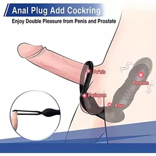 Prostate Massager Anal Vibrator Butt Plug Thrusting Dildo Cock Ring Sex Toys Men