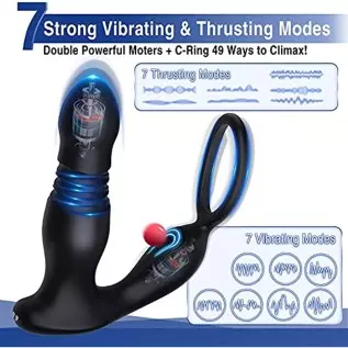 Prostate Massager Anal Vibrator Butt Plug Thrusting Dildo Cock Ring Sex Toys Men