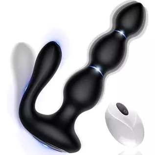 7.1in Vibrating Anal Beads, Adult Sensory Butt Plug Silicone Anal & G-spot Vibrator with 2 Motors & 9 Vibration Modes, Laphwing