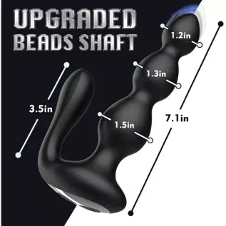 7.1in Vibrating Anal Beads, Adult Sensory Butt Plug Silicone Anal & G-spot Vibrator with 2 Motors & 9 Vibration Modes, Laphwing