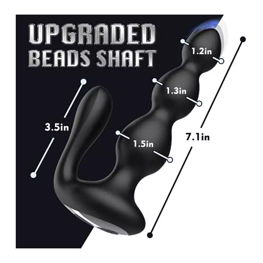 7.1in Vibrating Anal Beads, Adult Sensory Butt Plug Silicone Anal & G-spot Vibrator with 2 Motors & 9 Vibration Modes, Laphwing