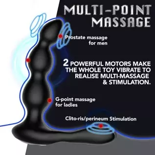 7.1in Vibrating Anal Beads, Adult Sensory Butt Plug Silicone Anal & G-spot Vibrator with 2 Motors & 9 Vibration Modes, Laphwing