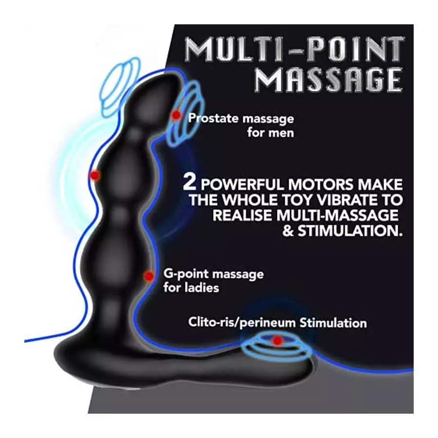 7.1in Vibrating Anal Beads, Adult Sensory Butt Plug Silicone Anal & G-spot Vibrator with 2 Motors & 9 Vibration Modes, Laphwing