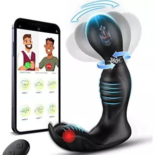 360° Rotating Prostate Massager Anal Vibrator, Bukinler Vibrating Butt Plug Anal Toy with 9 Rotating &amp; Vibrating Modes，APP &amp; Rem