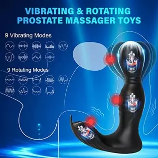 360° Rotating Prostate Massager Anal Vibrator, Bukinler Vibrating Butt Plug Anal Toy with 9 Rotating & Vibrating Modes，APP & Rem