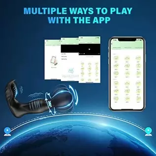 360° Rotating Prostate Massager Anal Vibrator, Bukinler Vibrating Butt Plug Anal Toy with 9 Rotating & Vibrating Modes，APP & Rem