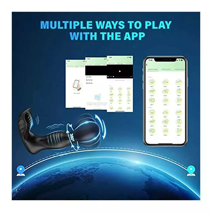 360° Rotating Prostate Massager Anal Vibrator, Bukinler Vibrating Butt Plug Anal Toy with 9 Rotating & Vibrating Modes，APP & Rem