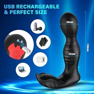 360° Rotating Prostate Massager Anal Vibrator, Bukinler Vibrating Butt Plug Anal Toy with 9 Rotating & Vibrating Modes，APP & Rem