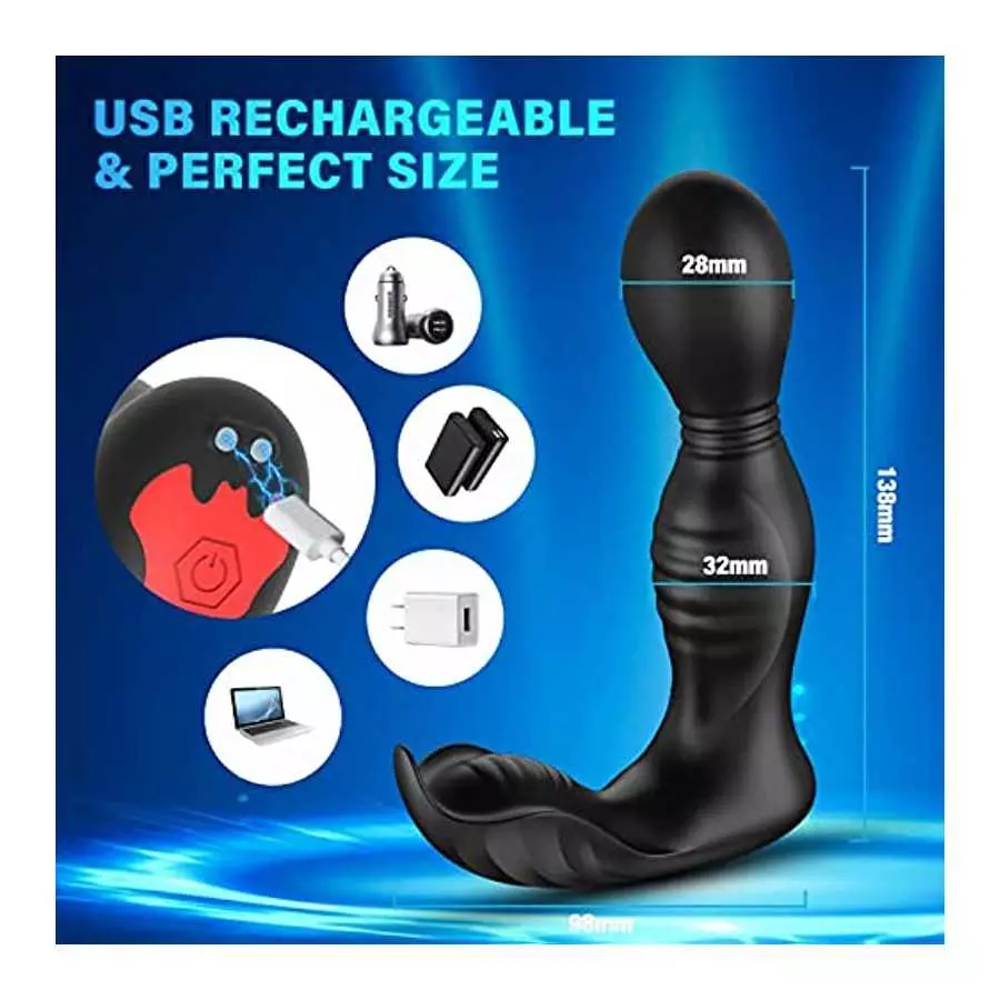 360° Rotating Prostate Massager Anal Vibrator, Bukinler Vibrating Butt Plug Anal Toy with 9 Rotating & Vibrating Modes，APP & Rem