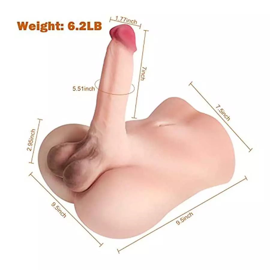 Male Torso Sex Doll with Realistic Dildo Penis Doll Unisex Masturbation Sex Toys + Larger Version Male Sex Doll