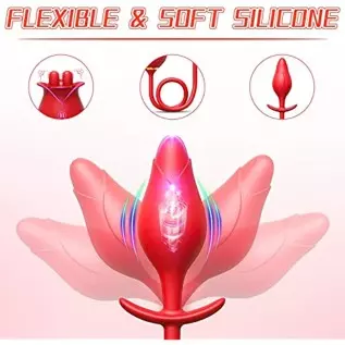 Rose Vibrators Women Sex Adult Toys with Anal Butt Plug, 3 in 1 G Spot Clitoral Nipple Tongue Licking Stimulator Vibrating Egg w