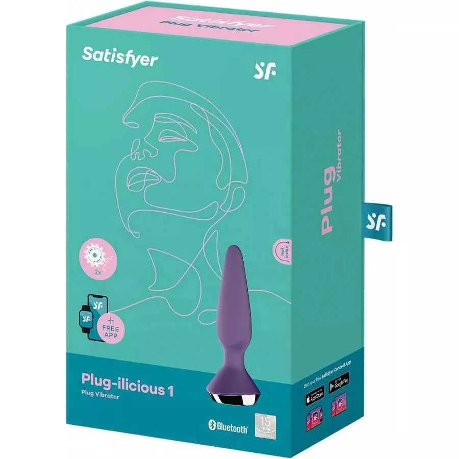 Satisfyer Plug-ilicious 1 Anal Vibrator with App Control - Vibrating Anal Plug, Butt Plug, Tapered Shape, Pointed Tip, Wide Base