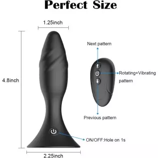 Anal Plug Vibrator, Anal Sex Toys Vibrating Rotating 5 Patterns，Remote Control Silicone Anal Vibrator Male Prostate Massager But