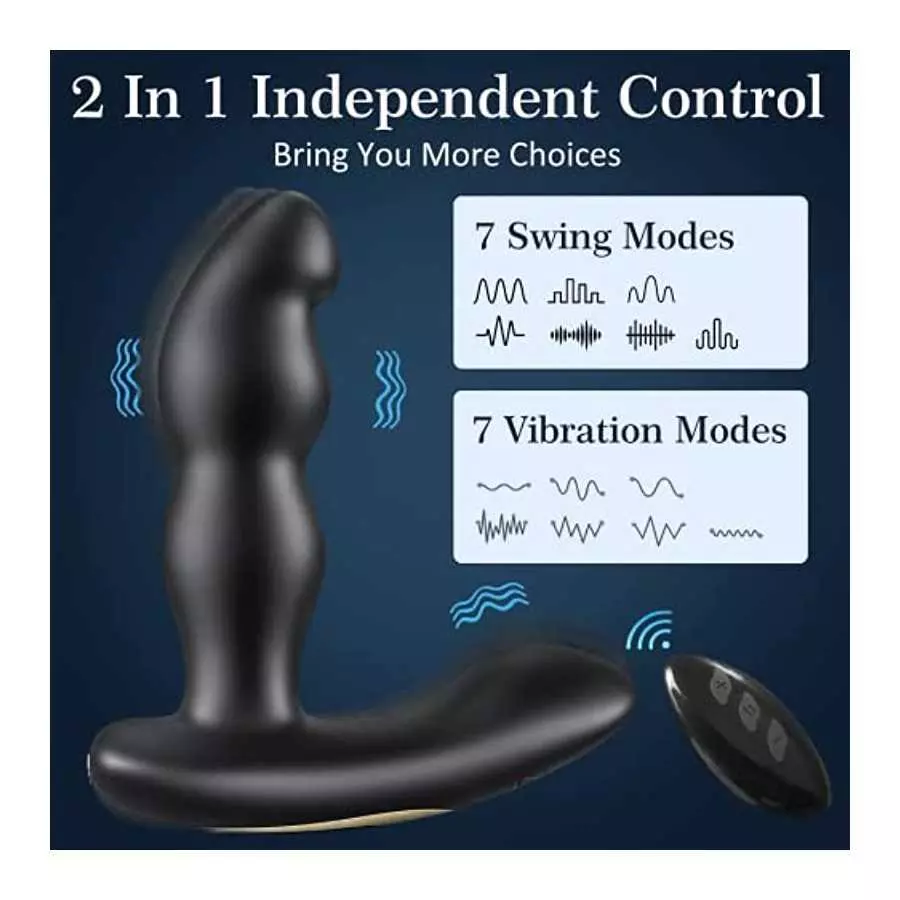 Anal Vibrator Prostate Massager,360° Rotating G-spot Vibrator with Remote,Anal Butt Plug with 7 Swing &7 Vibration Models Sex To