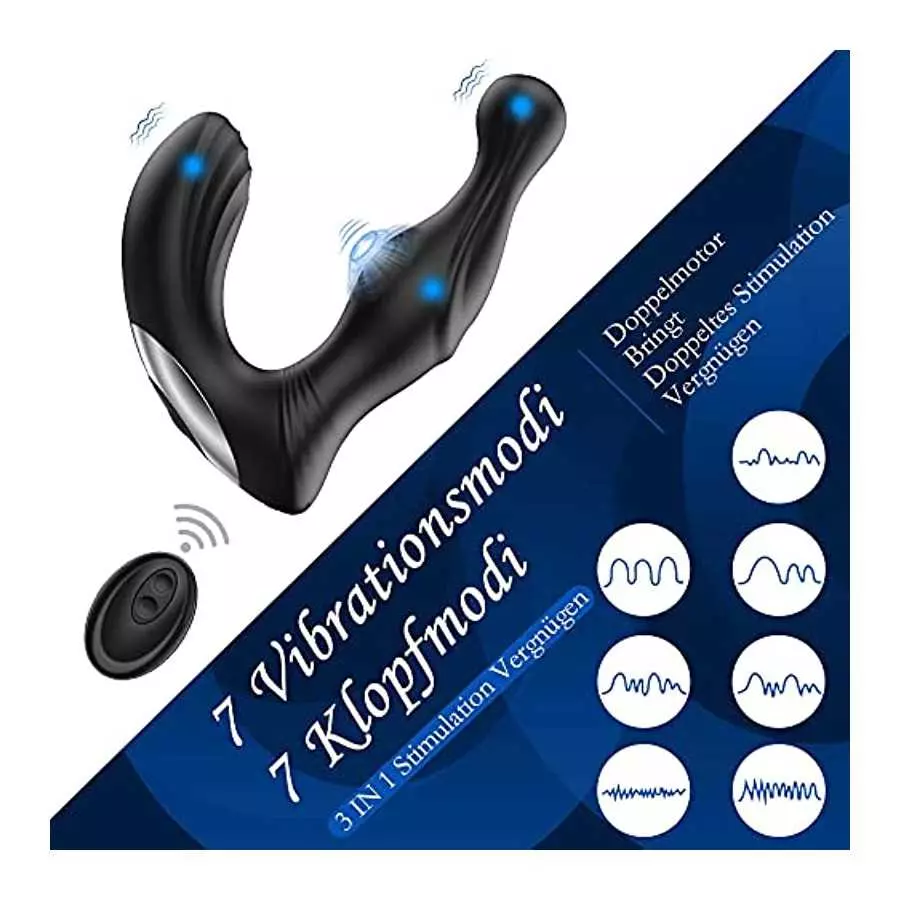 3 in 1 Prostate Massager Anal Vibrator, Thump Tapping Vibrating 7 Modes, Sex Toys Massager with Remote Contro, Silicone Waterpro
