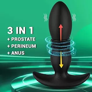 Anal Vibrator Thrusting Prostate Massager with 7 Vibrations 7 Thrusting Modes for Male Masturbation, Wearable Silicone Anal Butt