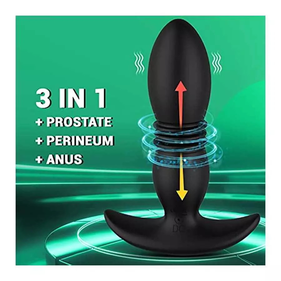 Anal Vibrator Thrusting Prostate Massager with 7 Vibrations 7 Thrusting Modes for Male Masturbation, Wearable Silicone Anal Butt