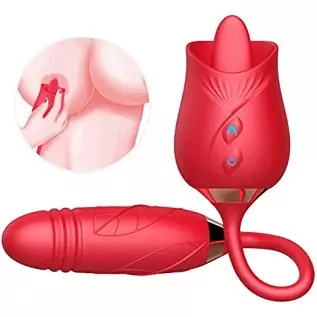 PowerRider Vibrator for Women, Rose Toy Tongue Licking Vibrator with Vibrating Egg, G Spot Rose Vibrator Clitoral Vibrator Dildo