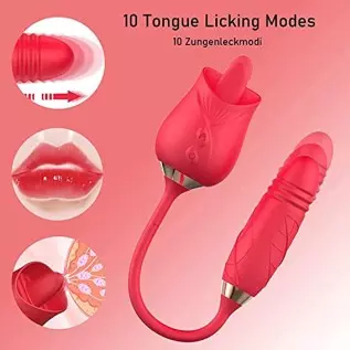PowerRider Vibrator for Women, Rose Toy Tongue Licking Vibrator with Vibrating Egg, G Spot Rose Vibrator Clitoral Vibrator Dildo PowerRider Vibrator for Women, Rose Toy Tongue Licking Vibrator with Vibrating Egg, G Spot Rose Vibrator Clitoral Vibrator Dildo