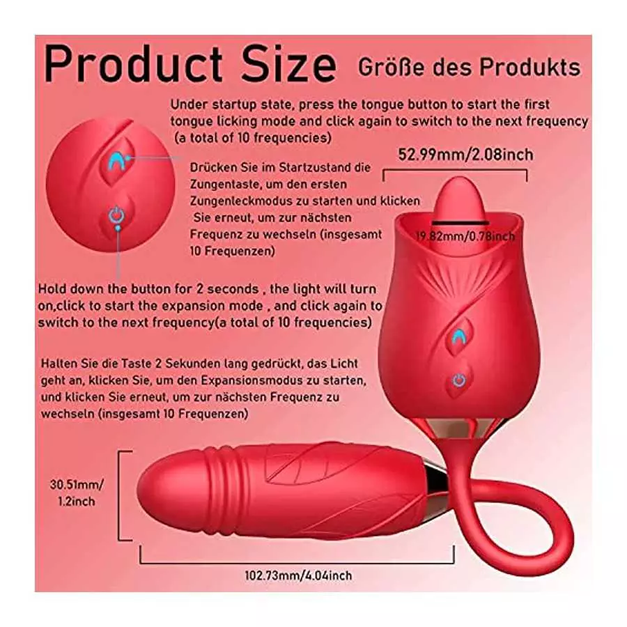 PowerRider Vibrator for Women, Rose Toy Tongue Licking Vibrator with Vibrating Egg, G Spot Rose Vibrator Clitoral Vibrator Dildo