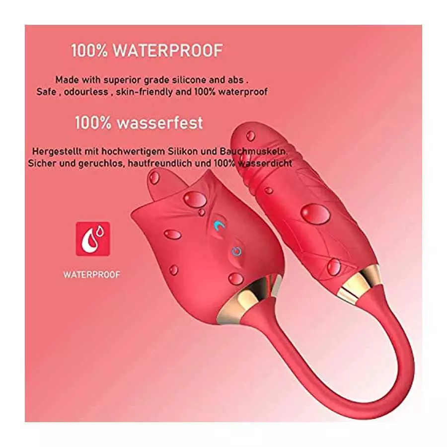 PowerRider Vibrator for Women, Rose Toy Tongue Licking Vibrator with Vibrating Egg, G Spot Rose Vibrator Clitoral Vibrator Dildo