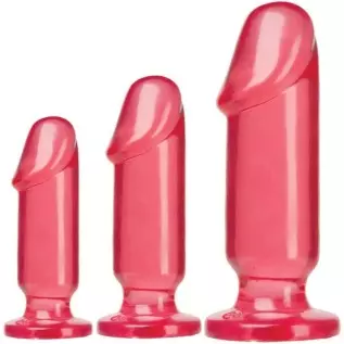 Doc Johnson Crystal Jellies - Anal Initiation Kit - Small-Medium-Large - Slim Tip for Easy Insertion - Flared Suction Cup Base -