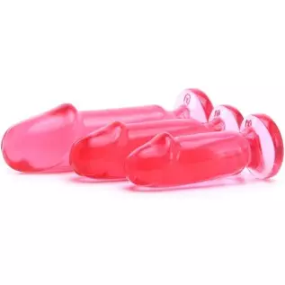 Doc Johnson Crystal Jellies - Anal Initiation Kit - Small-Medium-Large - Slim Tip for Easy Insertion - Flared Suction Cup Base - Doc Johnson Crystal Jellies - Anal Initiation Kit - Small-Medium-Large - Slim Tip for Easy Insertion - Flared Suction Cup Base -