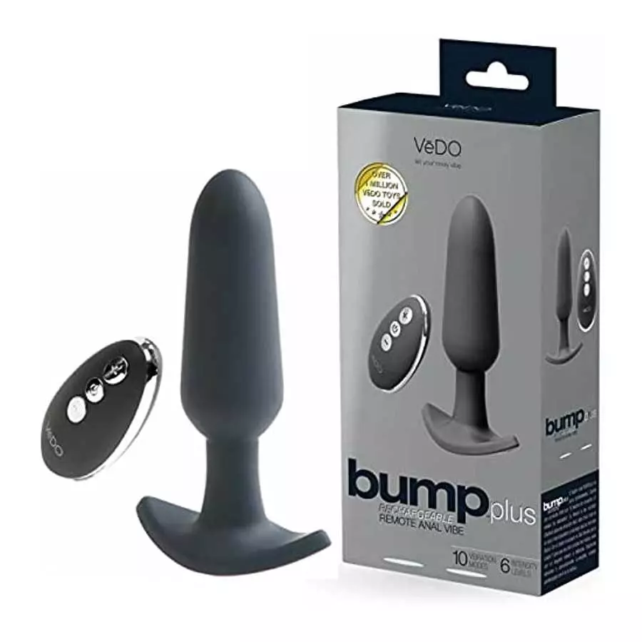 VeDO Bump Plus Rechargeable Anal Vibe With Remote Control (Jet Black)