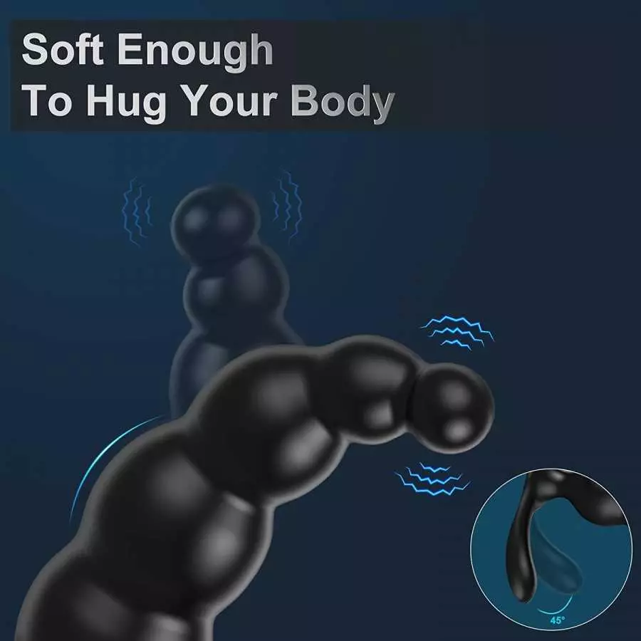 Remote Control Beaded Prostate Massagers，BOMBEX Edgar, Discreet Wearable Anal Vibrator with 9 Vibrating Modes, Dual Pleasure Poi