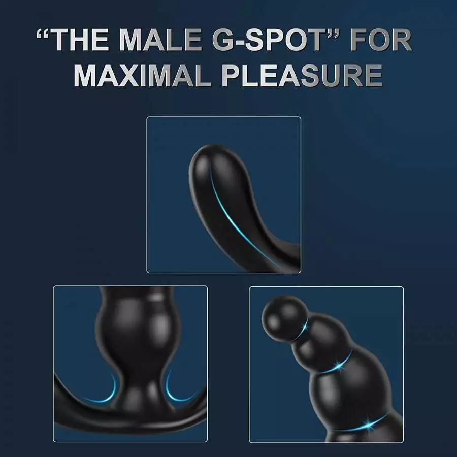 Remote Control Beaded Prostate Massagers，BOMBEX Edgar, Discreet Wearable Anal Vibrator with 9 Vibrating Modes, Dual Pleasure Poi