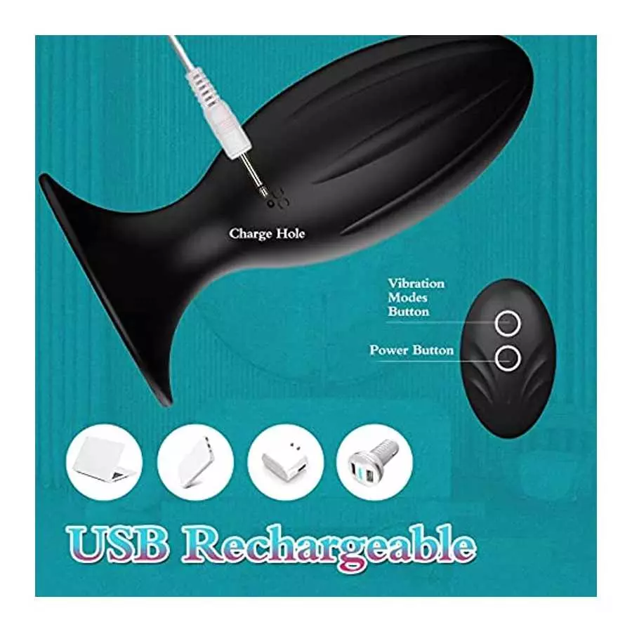 Vibrating Butt Plug, Silicone Rechargeable Anal Vibrator with Remote Control 6 Vibration Modes Waterproof Anal Sex Toys for Men,