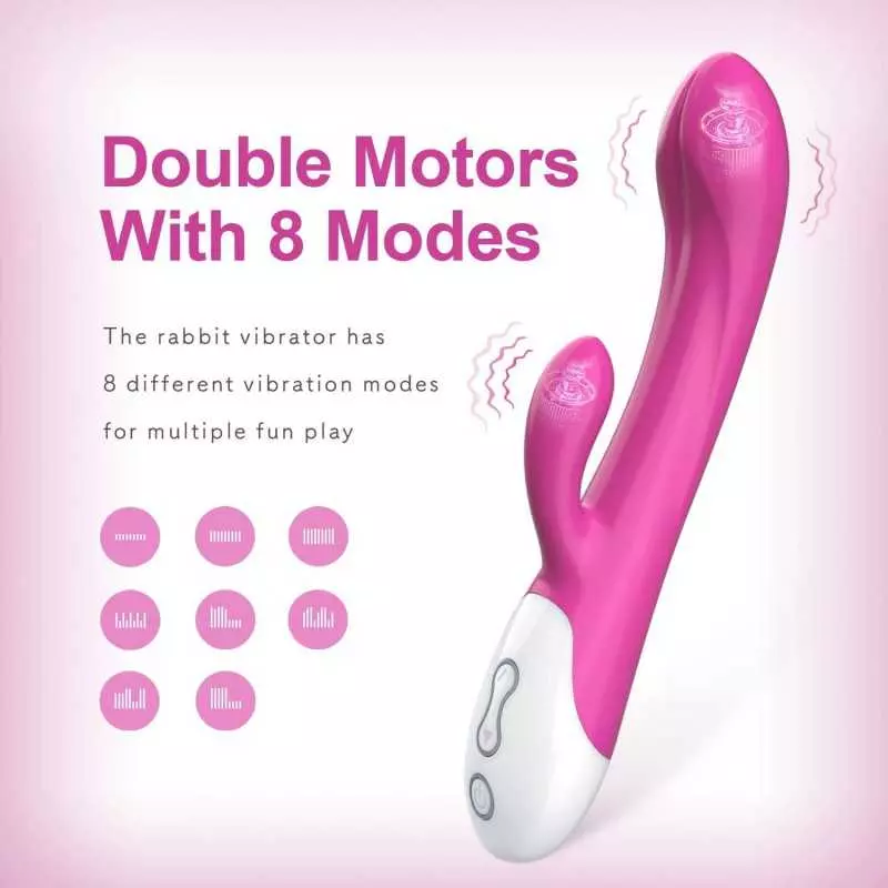 Rabbit Vibrator Stimulator, Dildo Massager for Women with 8 Powerful Vibrations Modes, Waterproof & Rechargeable Adult Sex Toys 